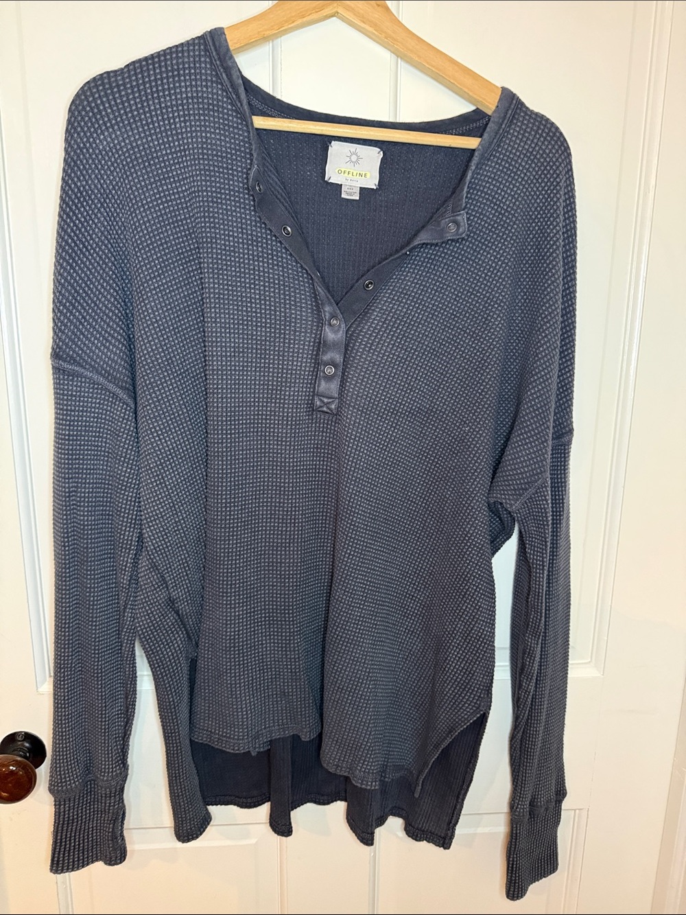 Offline Women’s Charcoal Waffle Henley Long-Sleeve Shirt